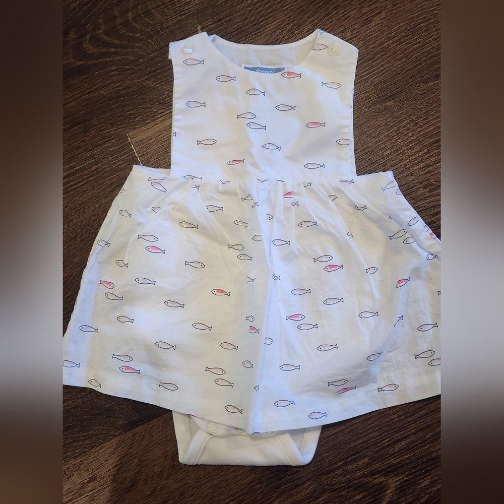 Jacadi Baby Girl Dress, Size 3M, Fish Print
